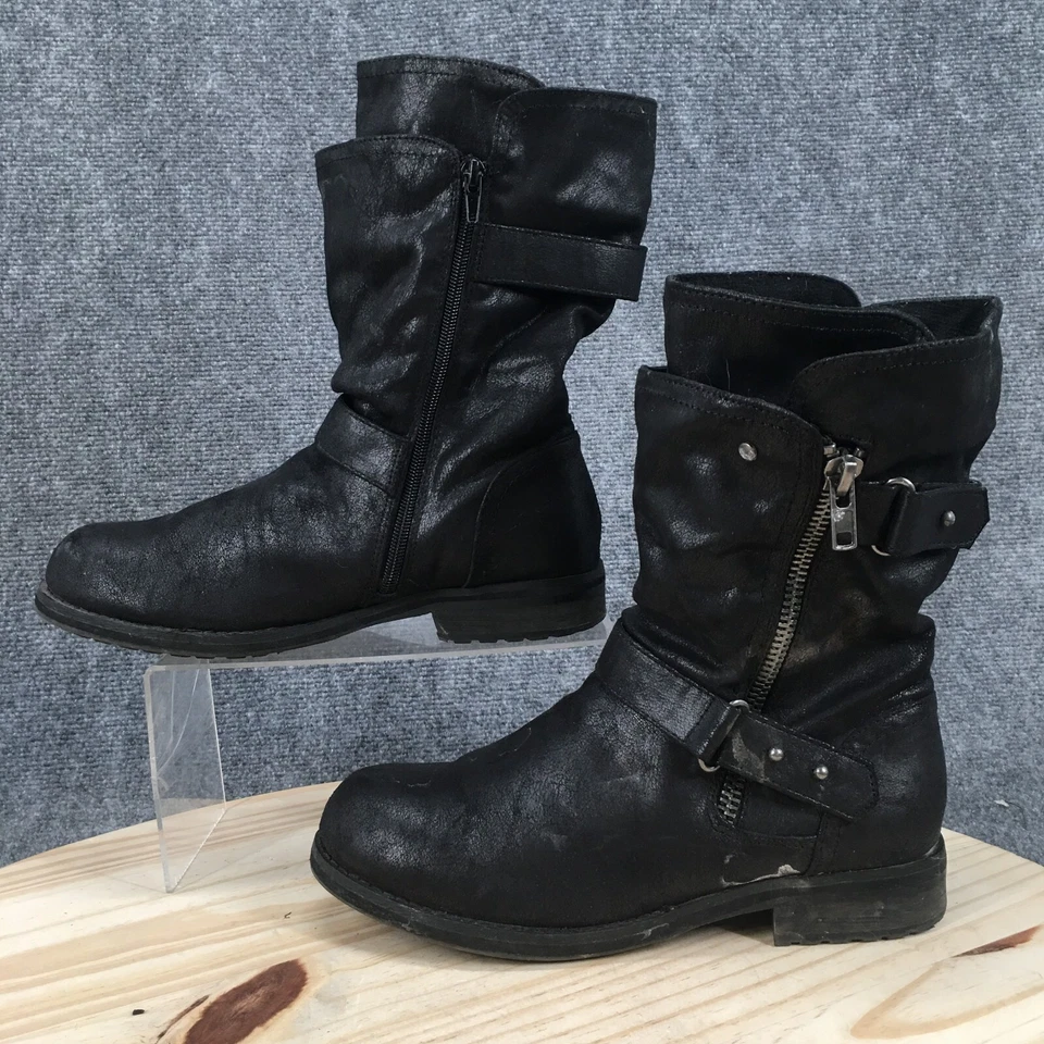 Botas Lane Bryant para mujer 9 W Dream Cloud Moto botín con cremallera lateral negro imitación cuero Foto 2 de 4