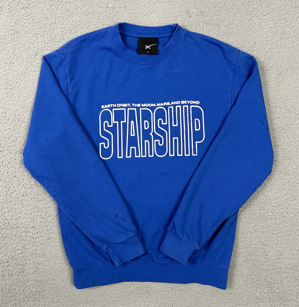 SpaceX Sweatshirt Men's Blue Starship Fleece Pullover Size S