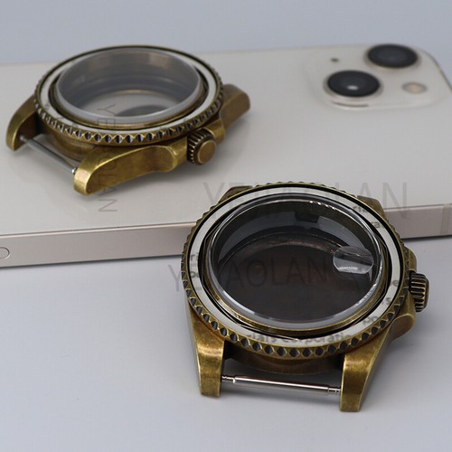 Cajas de reloj retro de bronce de 40 mm piezas zafiro para movimiento Seiko Nh35 esfera de 28,5 mm - Imagen 8 de 16