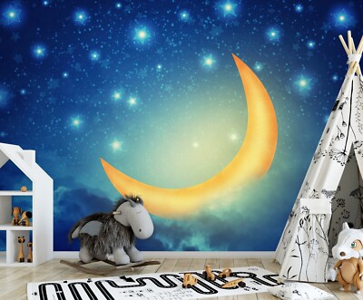 3D Cartoon Moon Stars K17037 Wallpaper Mural Self-adhesive Removable Sticker Kay