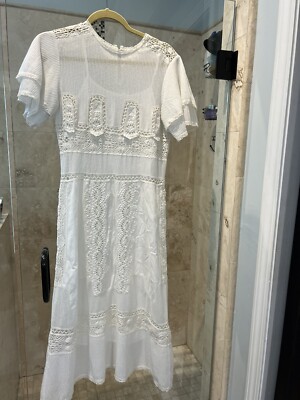 pink boutique midi dress Oaklee Light Pink Embroidered Midi Dress - US 10