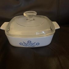 VTG CORNING WARE BLUE CORNFLOWER- (1QT)  CASSEROLE  DISH A-1-B—WITH LID P-7-C