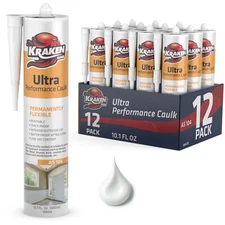 Kraken Bond Ultra Performance Caulk Sealant, 10.1oz 12 Pack – White