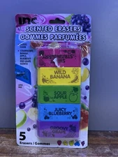 INC. Five Scented Erasers Strawberrry Banana Apple Blueberry Grape Latex Free