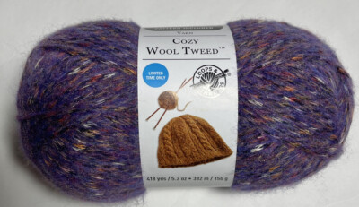 LOOPS & THREADS COZY Wool TWEED 1 Balls. PURPLE MAZE