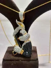 3Ct Round Cut Lab-Created Diamond Men's Hip Hop Pendant 14K Two Tone Gold Plated