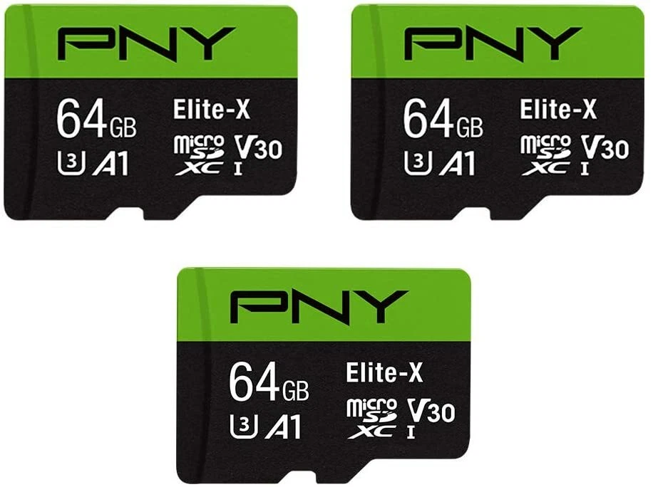 PNY 64GB Elite-X Class 10 U3 V30 microSDXC Flash Memory Card 3 Pack 100MB/s NEW - Image 2 of 3