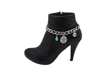 Women Silver Chain Western Boot Bracelet Shoe Charm LOVE Complete Life Accessory