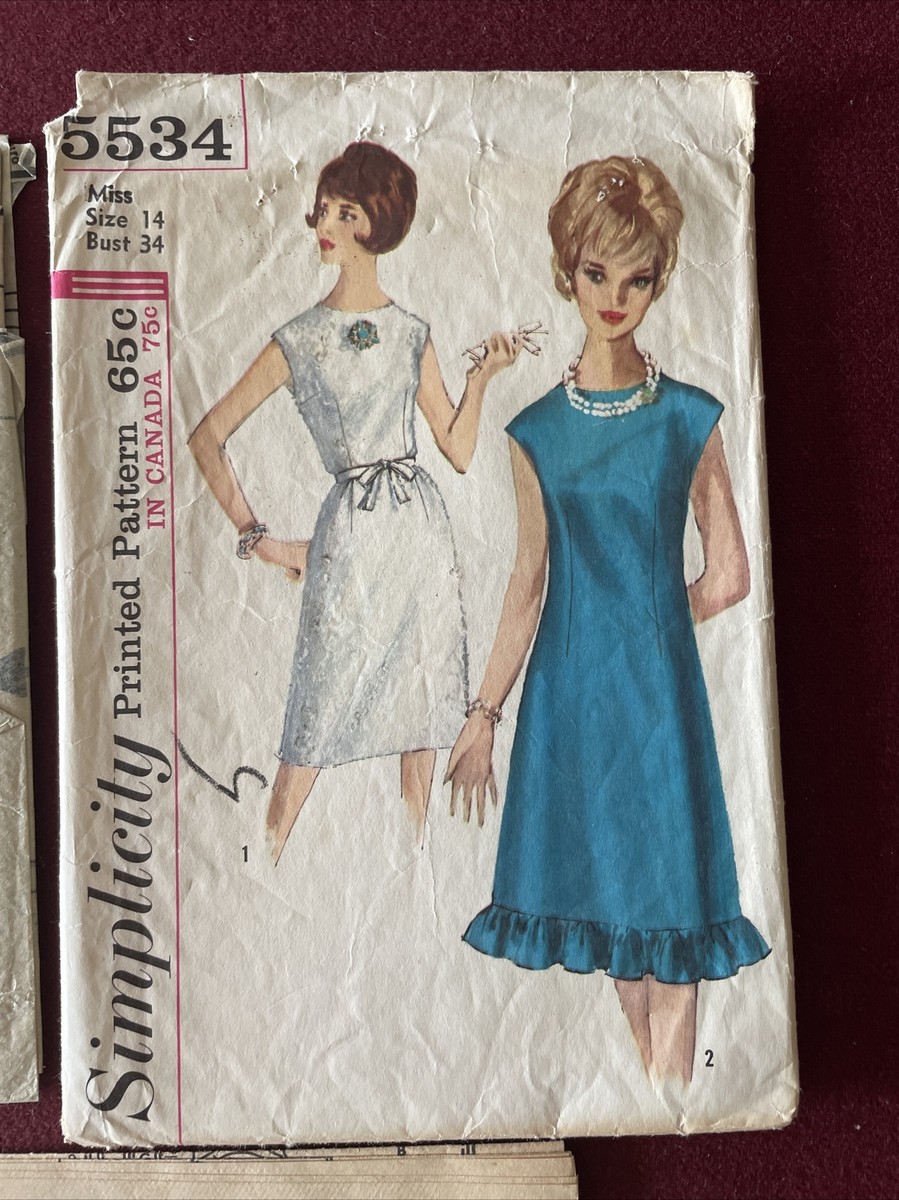 vintage cocktail dress size 14 1960s Simplicity 5534 Ruffle Hem Black dress beden:XXS (00-0) size-eu-40-us-9 Women's Outfit: Grey Skater 40 Waist (in) 23