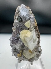ID4751 Calcite Crystals on Fluorite With Interesting UV 146g