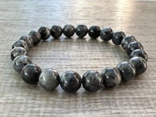 Grade A Black Labradorite Crystal Bead Bracelet 8mm, Genuine Gemstone 7.5"