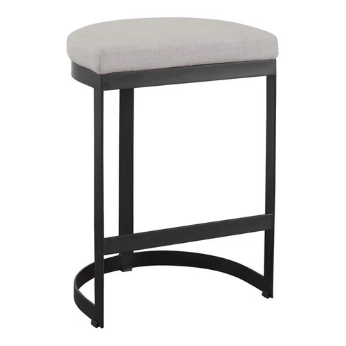 Uttermost Ivanna 26" Metal and Fabric Counter Stool in Matte Black - Picture 1 of 7
