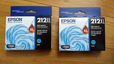 2025 GENUINE 2 EPSON 212XL CYAN INK 212 XL EXPRESSION XP-4100 WORKFORCE WF-2830