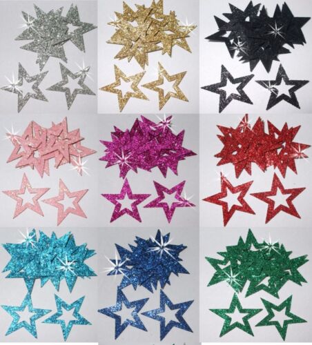 35mm self adhesive Outline Glitter Star Sticker Card making craft christmas - Picture 1 of 10