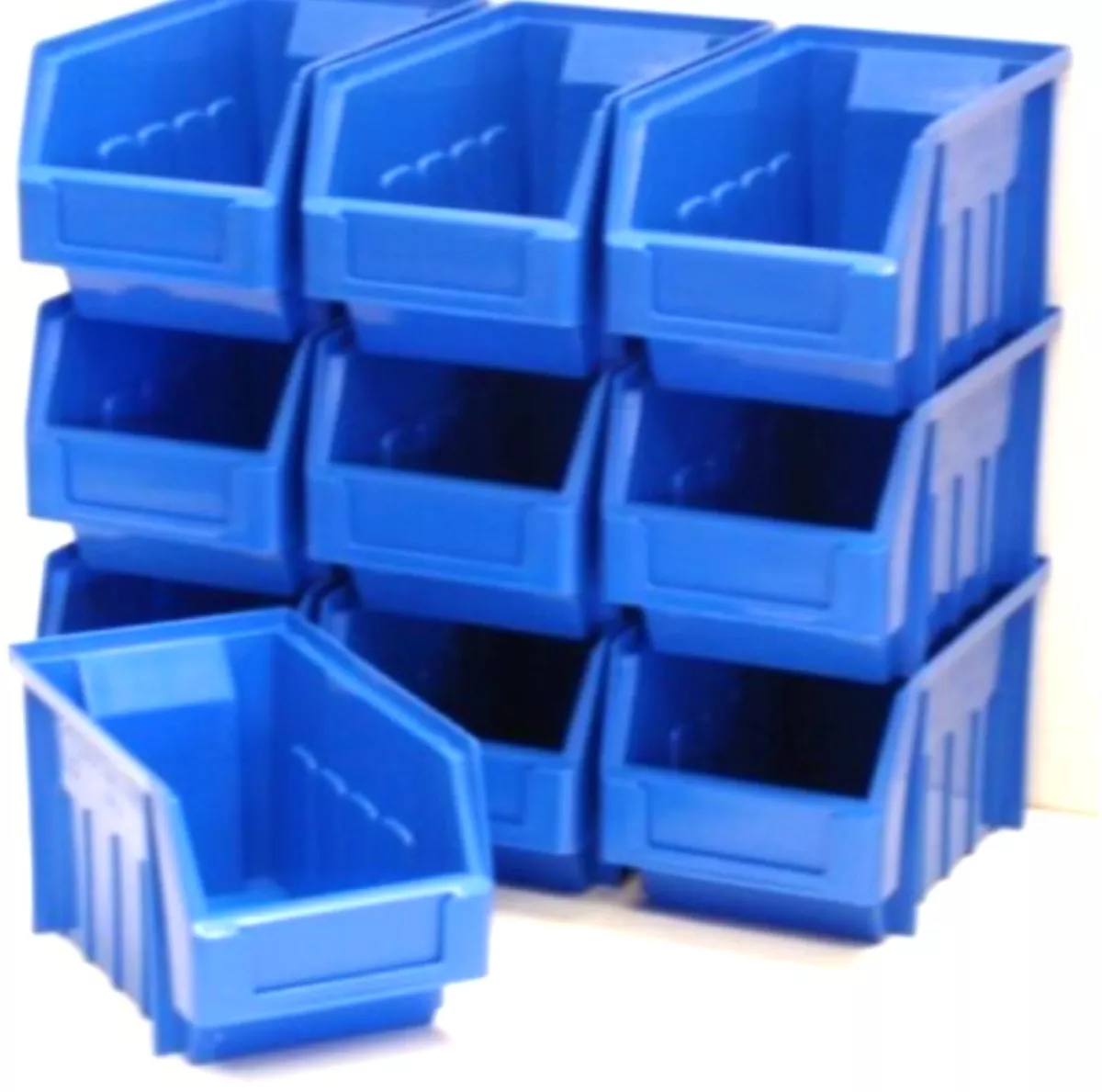 100 BLUE STACKING STORAGE PARTS BINS FOR GARAGE STORAGE BOX