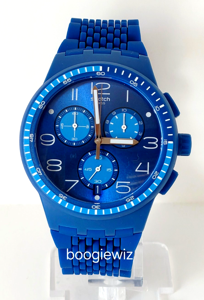 Swatch Originals Triple Blu Silicone Chronograph Watch 42mm