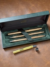 Cross Vintage Gold Rolled Ballpoint Pen & Pencil & Roller Ball Pen Set In Box