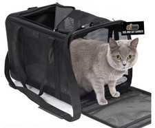 GORILLA GRIP Cat Dog Carrier Travel Bag Up to 15 Lbs, 16.5 x11 x11 Black