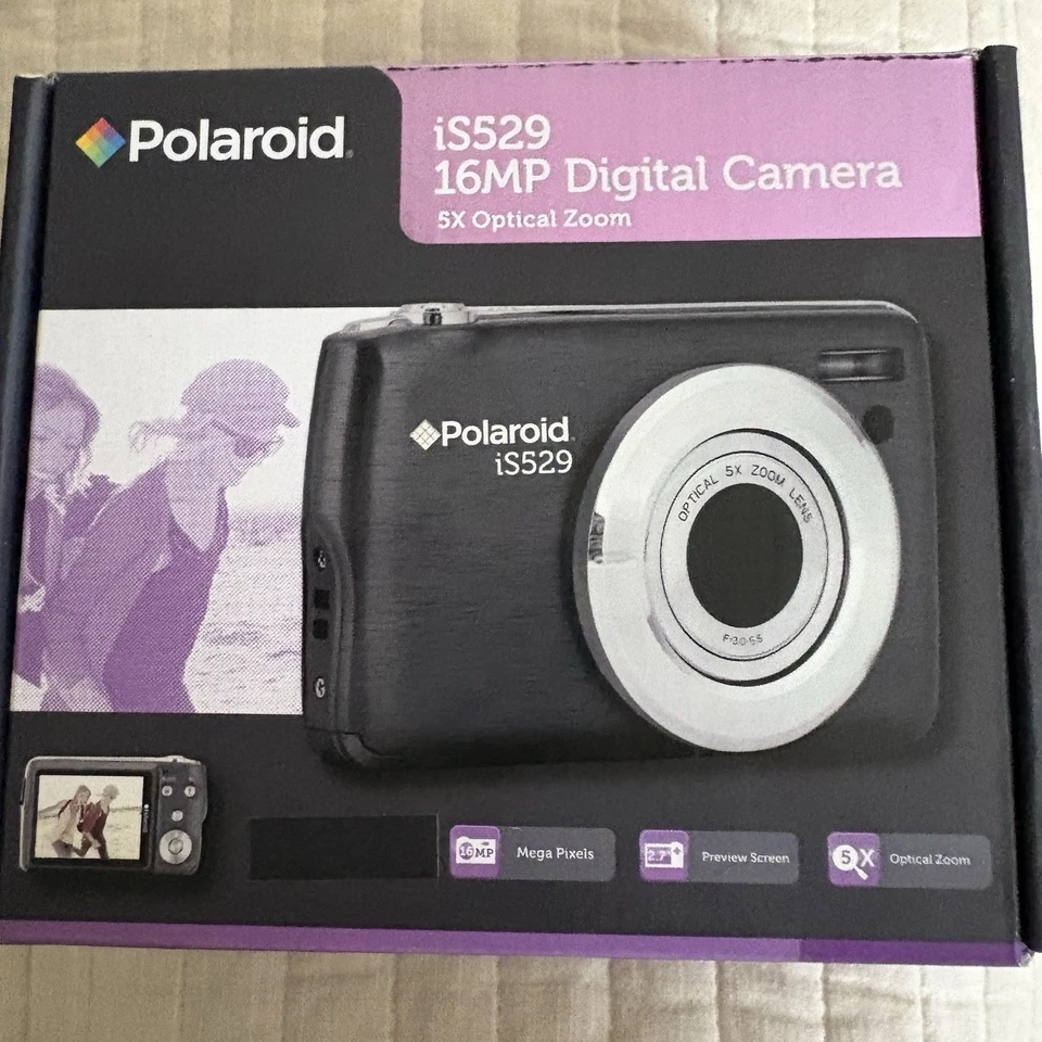 NEW Polaroid iS529 16 MP Digital Camera 5X Optical Zoom HD +4GB SD Card Tripod - Image 2 of 4