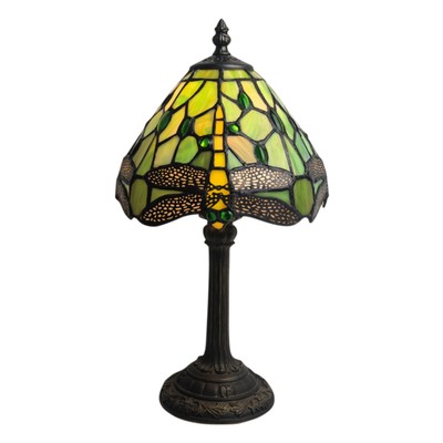 Traditionelle grüne Tiffany Libelle 36 cm Tischlampe Nachttischlampe