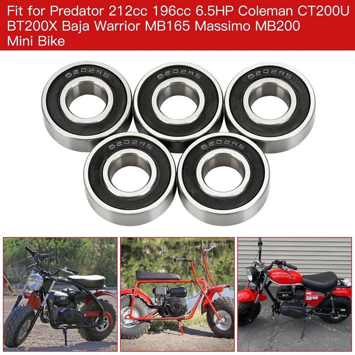 Ct200u Parts VCUJSUC 4pcs 6202RS Bearings Front And Rear Wheel