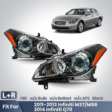 Hid Headlight For 2011-2014 Infiniti M37 Wo Bulb Wo Afs Black Leftright Pair