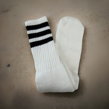 Men s VTG socks Classic White/Black Striped Tube One Size USA Tube 19 Acrylic