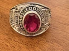 Solid Sterling Silver 925 Reed Class Ring Red Stone Size 9.25 Vintage 12.87 Gr