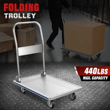 Heavy Duty 440lbs Capacity Trolley Hand Truck Push Dolly w/ Extra Large Wheels