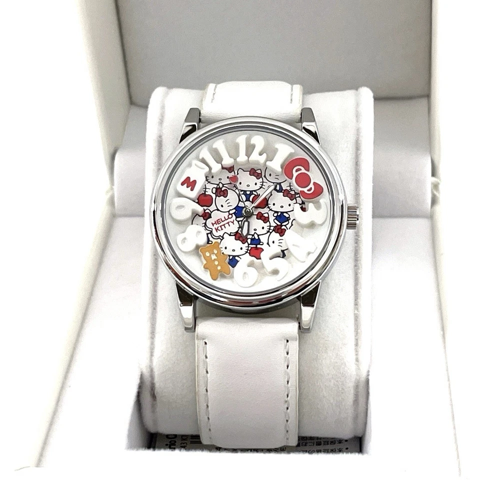 Hello Kitty 3D Watch 2015 Japan Silver Dial White Leather Band Boxed, Brand New - Image 4 of 4