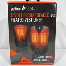 New Action Heat 5 Volt Rechargeable Heated Vest Liner w/ Power Bank Unisex L/XL
