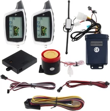 EM212 2 Way Motorcycle Alarm System with LCD Pager Display Rechargeable Transmit