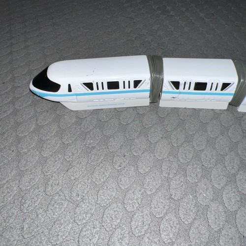 Genuine Disney 4 Piece Die-Cast Teal Stripe Monorail Metal Set - Picture 3 of 7