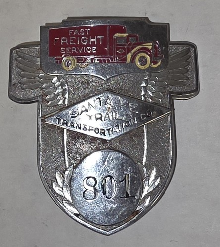 Org Obsole Santa Fe Trail Transportation Hat Badge Railroad Freightline RARE HTF