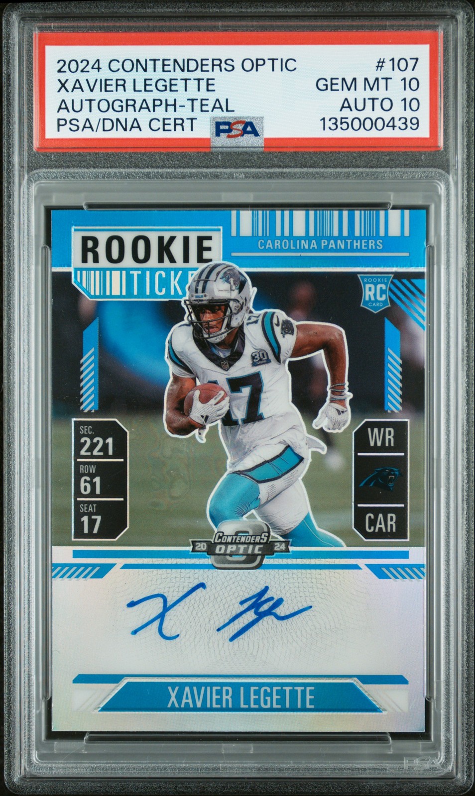 Xavier Legette Panini Contenders Optic #107 Autograph-Teal
