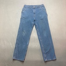Carhartt Jeans Mens 34x34 Blue Original Dungaree Fit Carpenter Denim Workwear