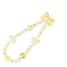 Phone Charm Yellow Beaded Charms Keychain Wrist Strap Cute Bow