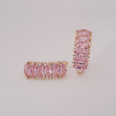 Vergoldete Ohrringe mit rosa Zirconia Crystal