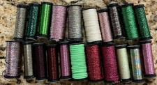 Lot Of 21 Mini Rolls Of Kreinik Metallic Thread Ribbon Braids Blending See Photo