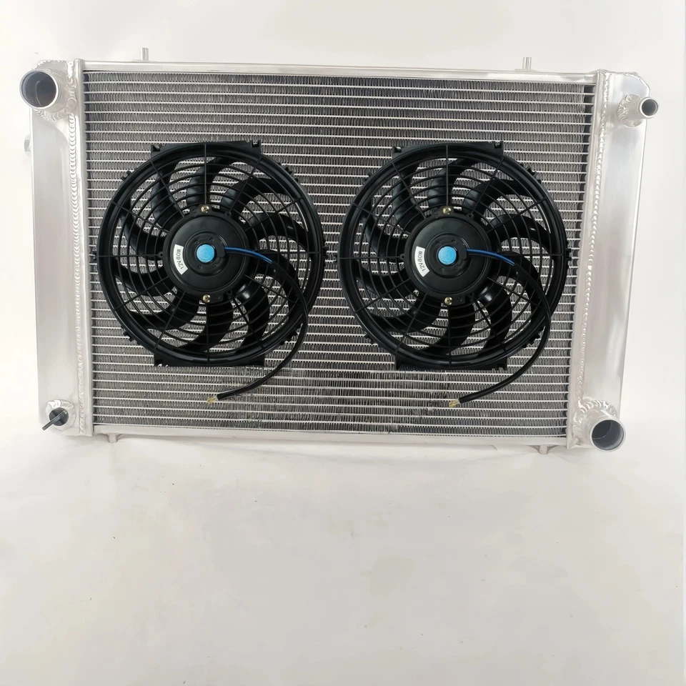 Radiatore radiatore alluminio 3 FILE + 2*10\"Fan Fits 1978-81 Triumph TR8 V8 3.5L MT new - Immagine 2 di 4