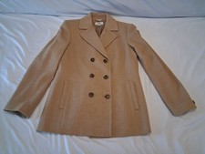 Vtg Talbots Camel Hair Womens Dbl Breasted Jacket Size 8 Made In Italy Distresed
