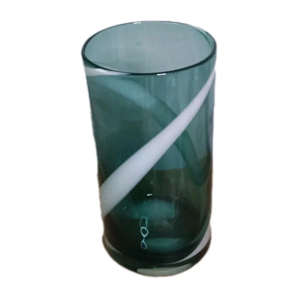 Translucent Aqua /White Swirl Cylinder Flower Vase 11" Tall Centerpiece  - Image 2 of 4