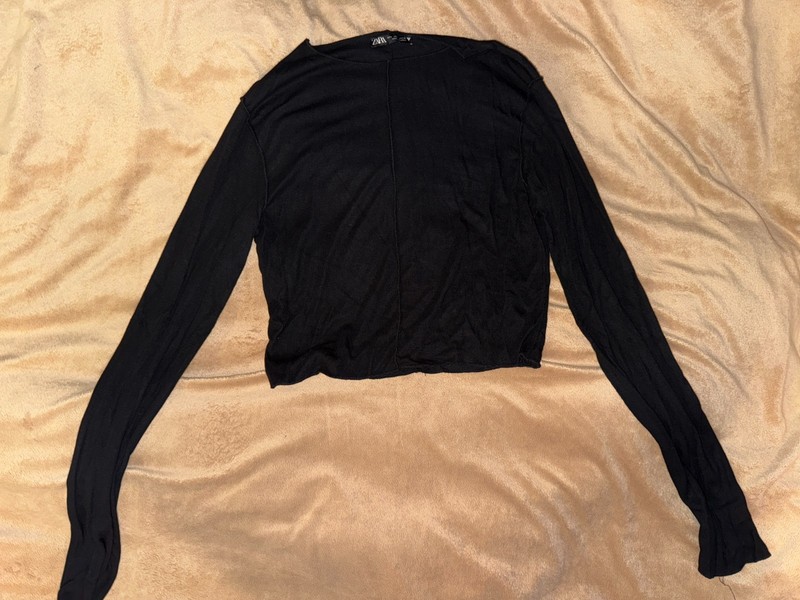 ZARA shirt top long sleeve ladies womens girls black top L LG LRG Large