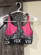 VSX Victoria  s Secret Size Small Racerback Sports Bra Black White and Neon Pink