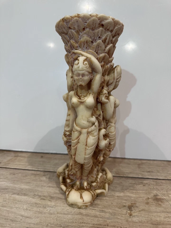 Soporte candelabro estatua tallada en resina vintage - adorno de diosa bailarina del templo Foto 4 de 4