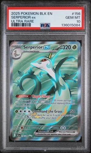2025 Pokemon Black Bolt #156 Serperior EX Ultra Rare PSA 10 GEM MINT! Free Ship!