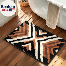Black Boho Small Bathroom Rugs Non Slip Washable Western Aztec Bath Mats Rugs fo