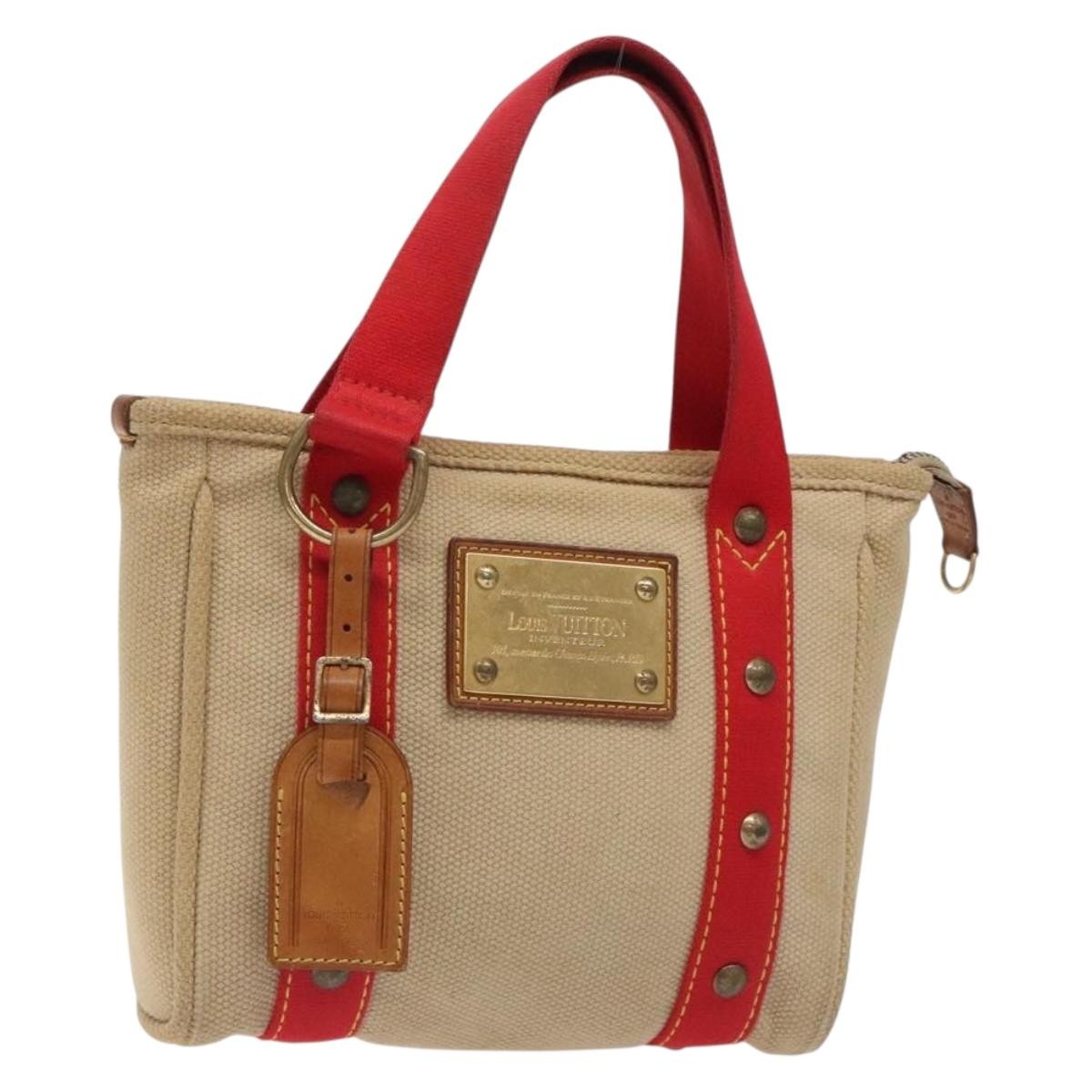 LOUIS VUITTON Antigua Cabas PM Handbag in Red Beige M40038 Authentic LV BA4135