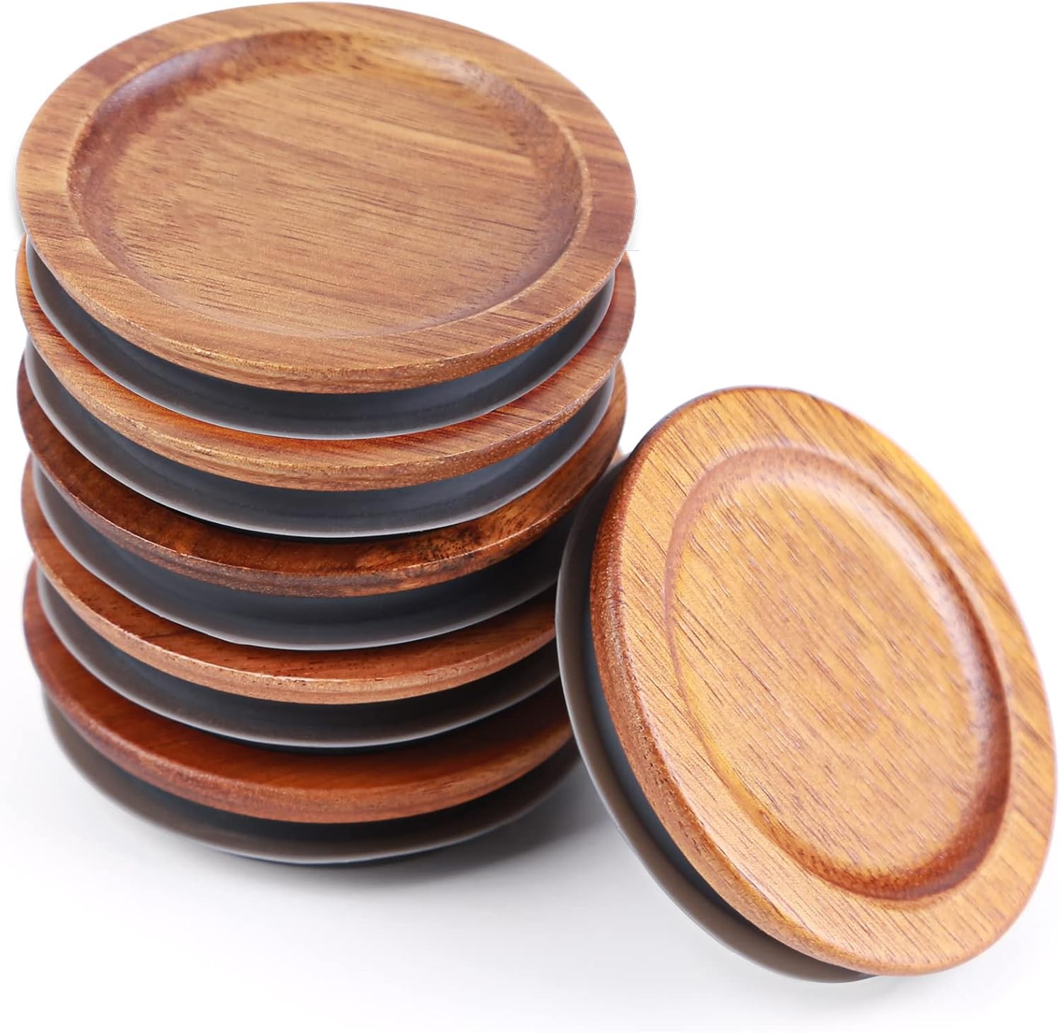 6Pack Regular Mouth Mason Jar Lids Acacia Wooden Storage Can