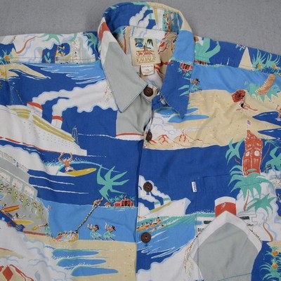 Kahala John Severson Hawaiian Shirt Mens XL Blue Rayon Aloha